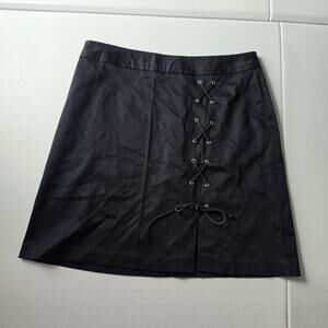 90s Y2K Cache Skirt Womens 4 Black Lace Up Mini Lined Party Cocktail Clubwear